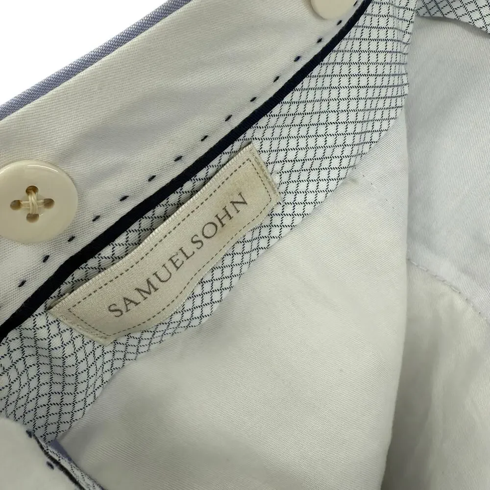 Samuelsohn Size 36 Reg Blue Linen Silk Dress Pants Woven in Italy Made in Canada